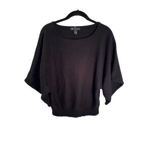 INC. angora rabbit hair blend black vote neck, white sleeve sweater. ￼size Med